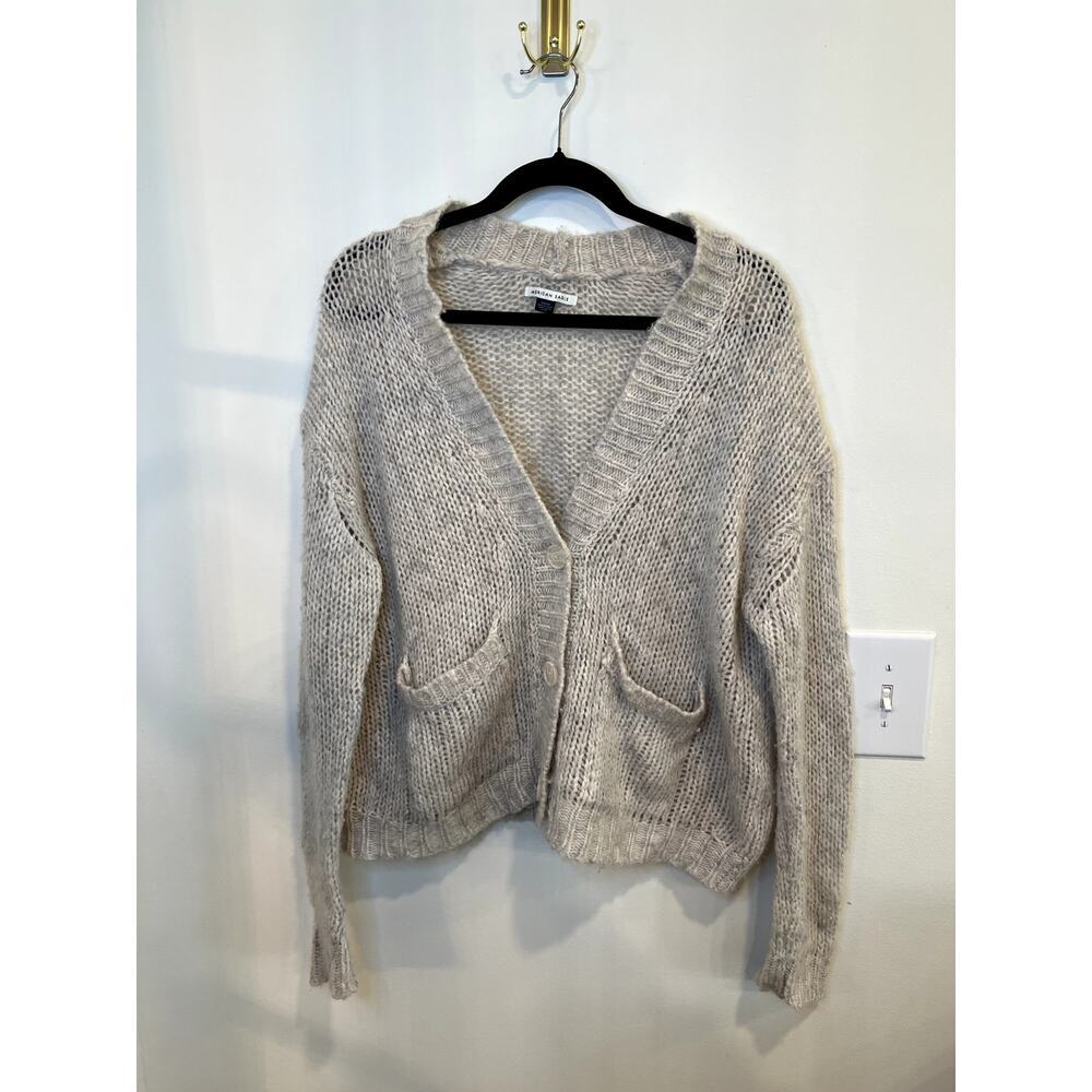 American Eagle Soft Chunky Knit Open Weave Cardigan Sweater Cream Size Small